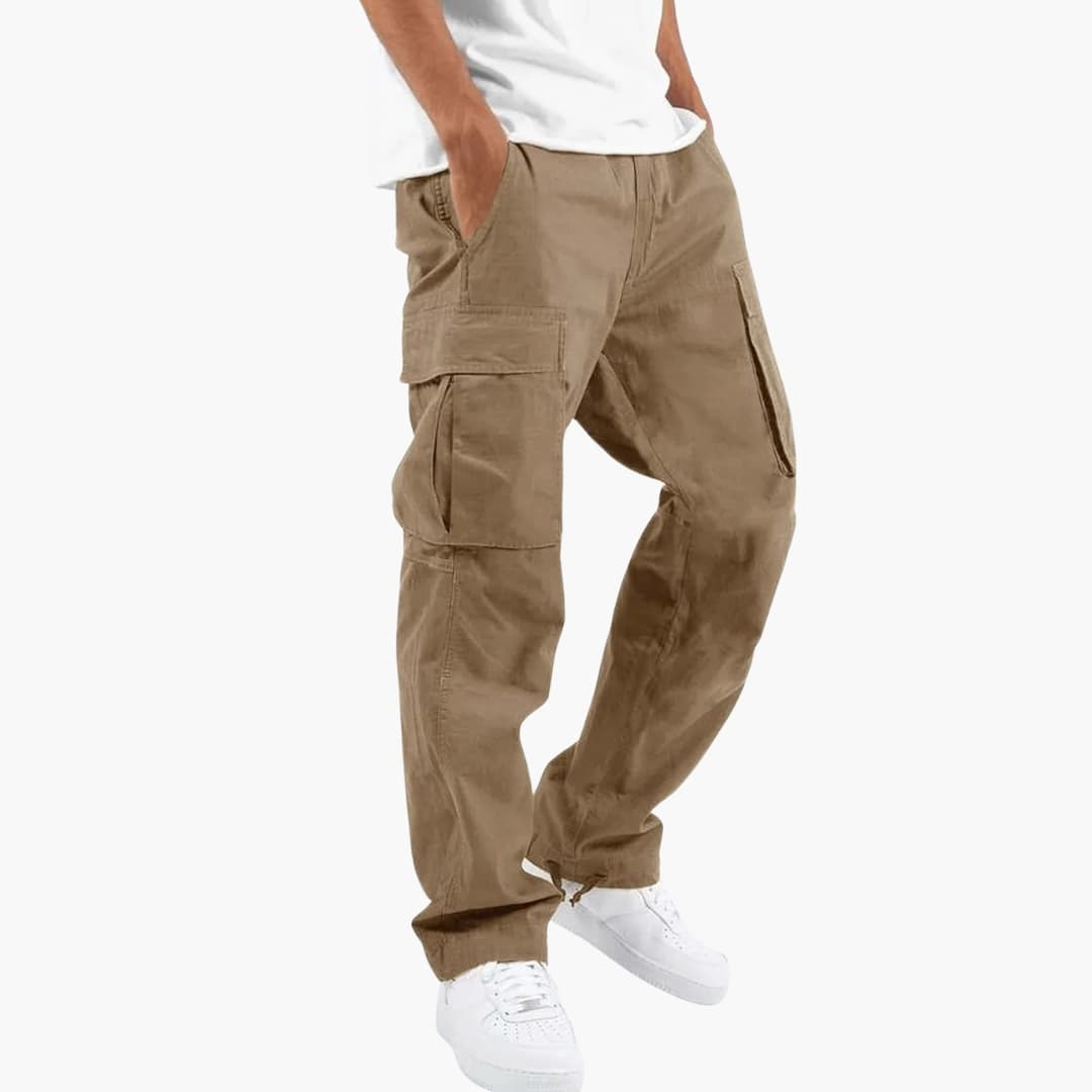 Pantalon cargo homme avec poches multiples et coupe droite