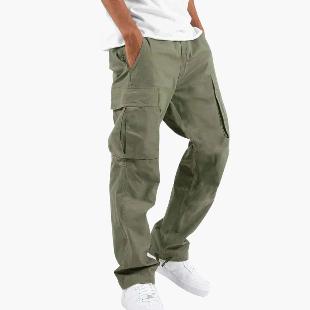 Pantalon cargo homme avec poches multiples et taille ajustée