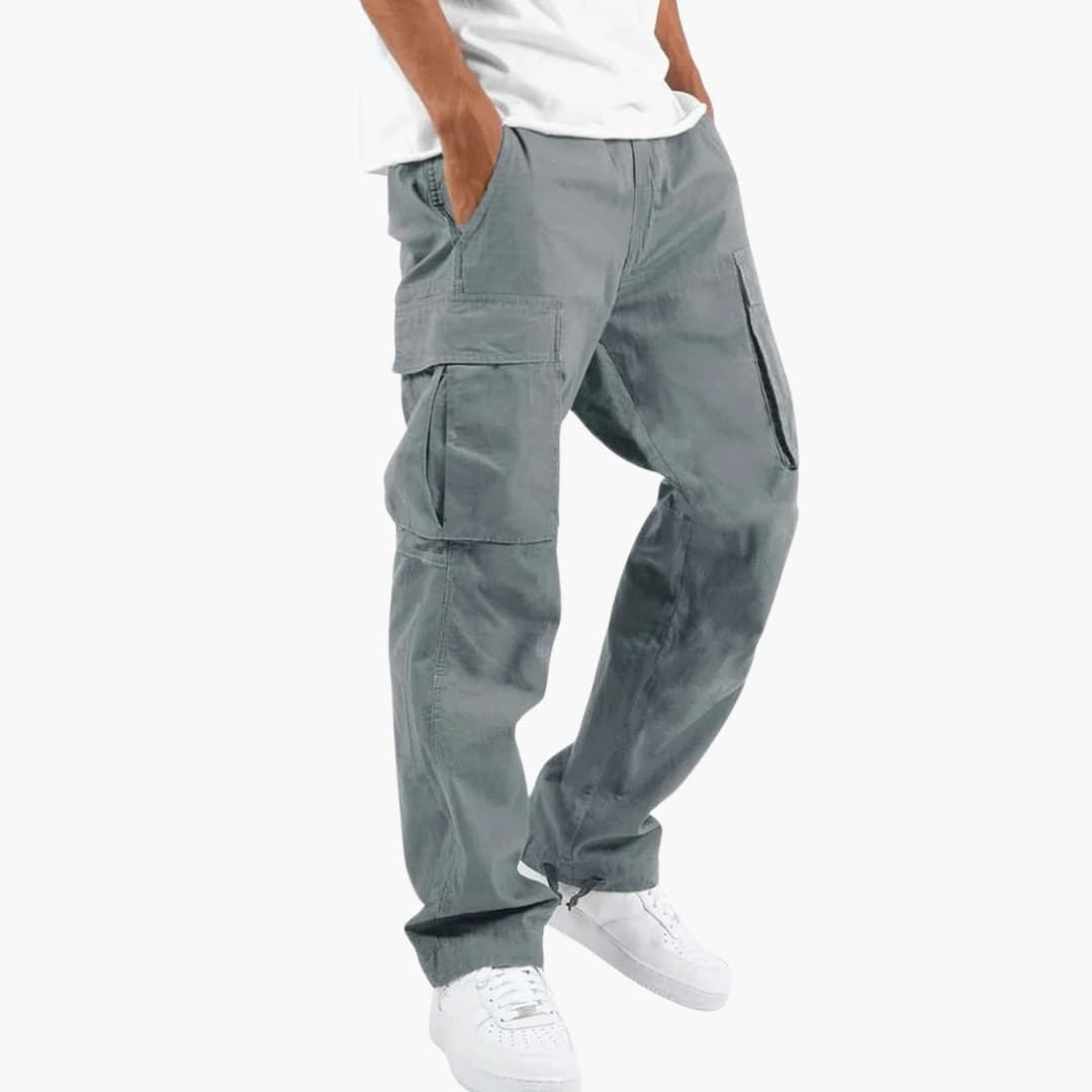 Pantalon cargo homme avec poches multiples et taille ajustée