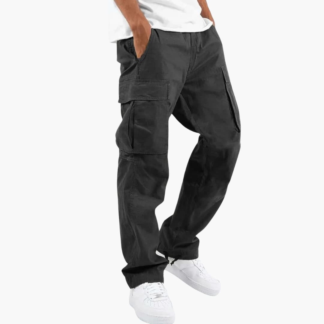 Pantalon cargo homme avec poches multiples et taille ajustée