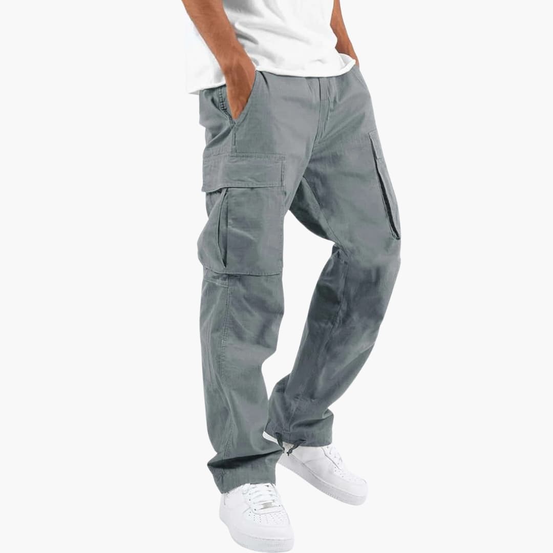 Pantalon cargo homme coupe décontractée avec multiples poches utilitaires