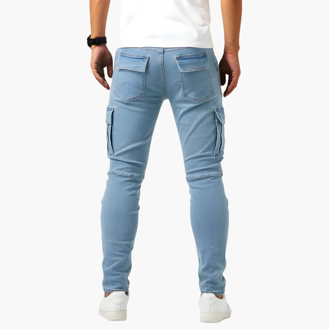 Pantalon cargo pour homme à coupe fuselée avec taille élastique