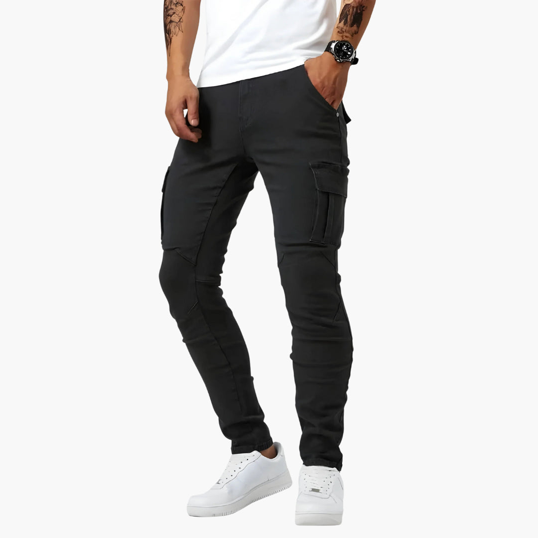 Pantalon cargo pour homme à coupe fuselée avec taille élastique
