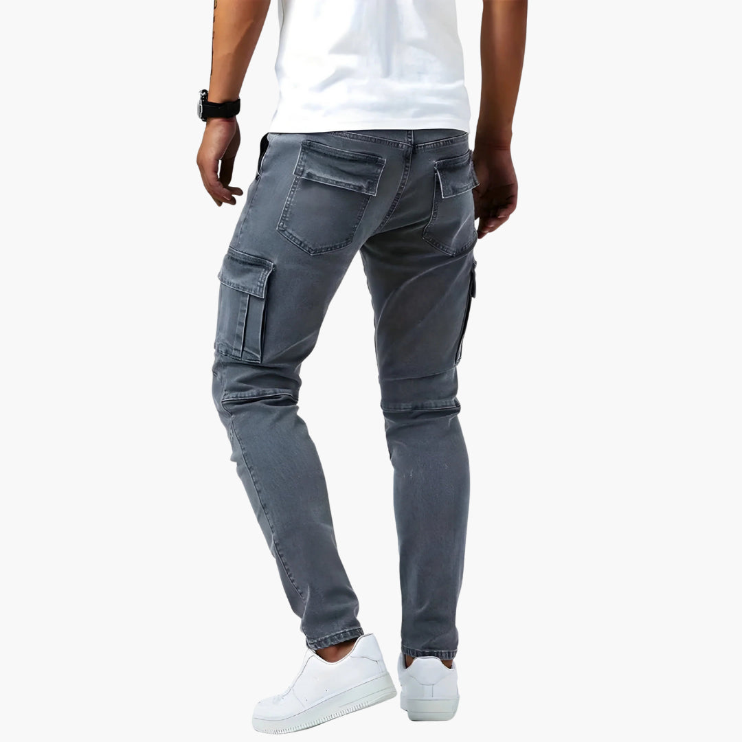 Pantalon cargo pour homme à coupe fuselée avec taille élastique