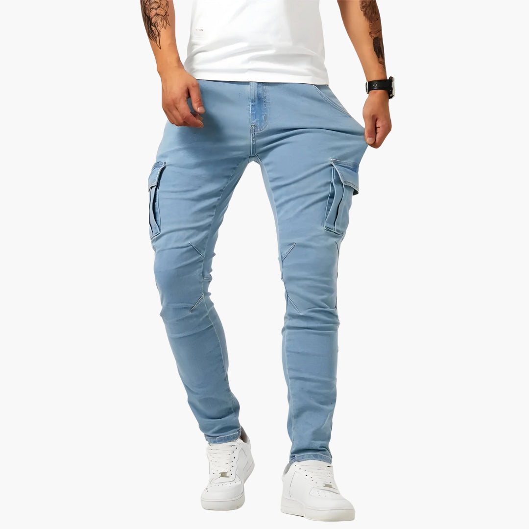 Pantalon cargo pour homme à coupe fuselée avec taille élastique