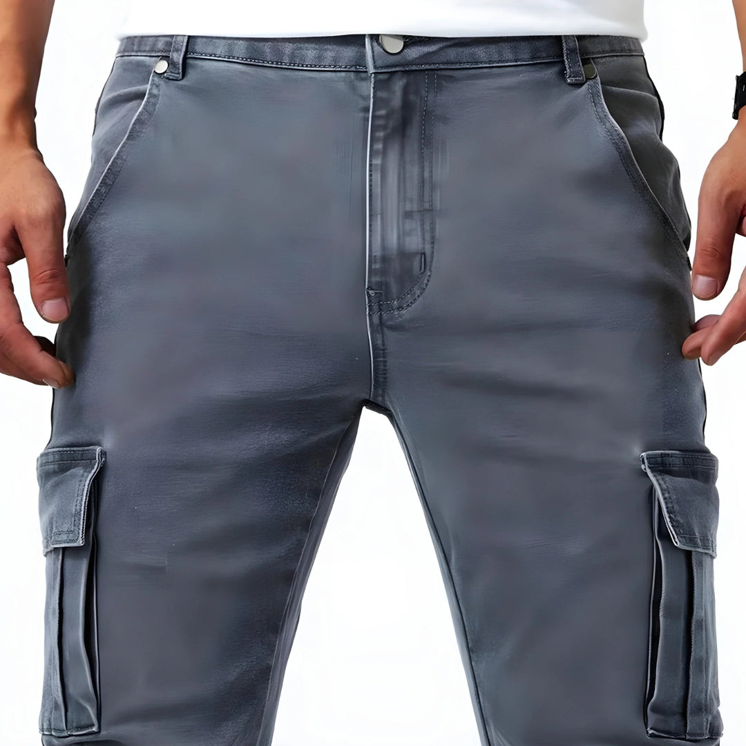 Pantalon cargo pour homme à coupe fuselée avec taille élastique