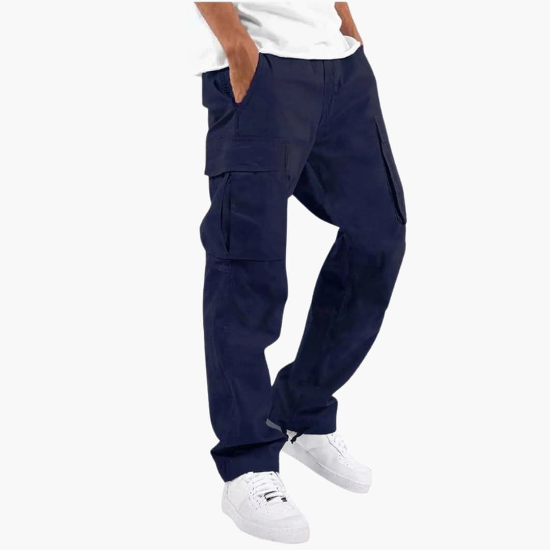 Pantalon cargo pour hommes avec taille élastique et poches à rabat