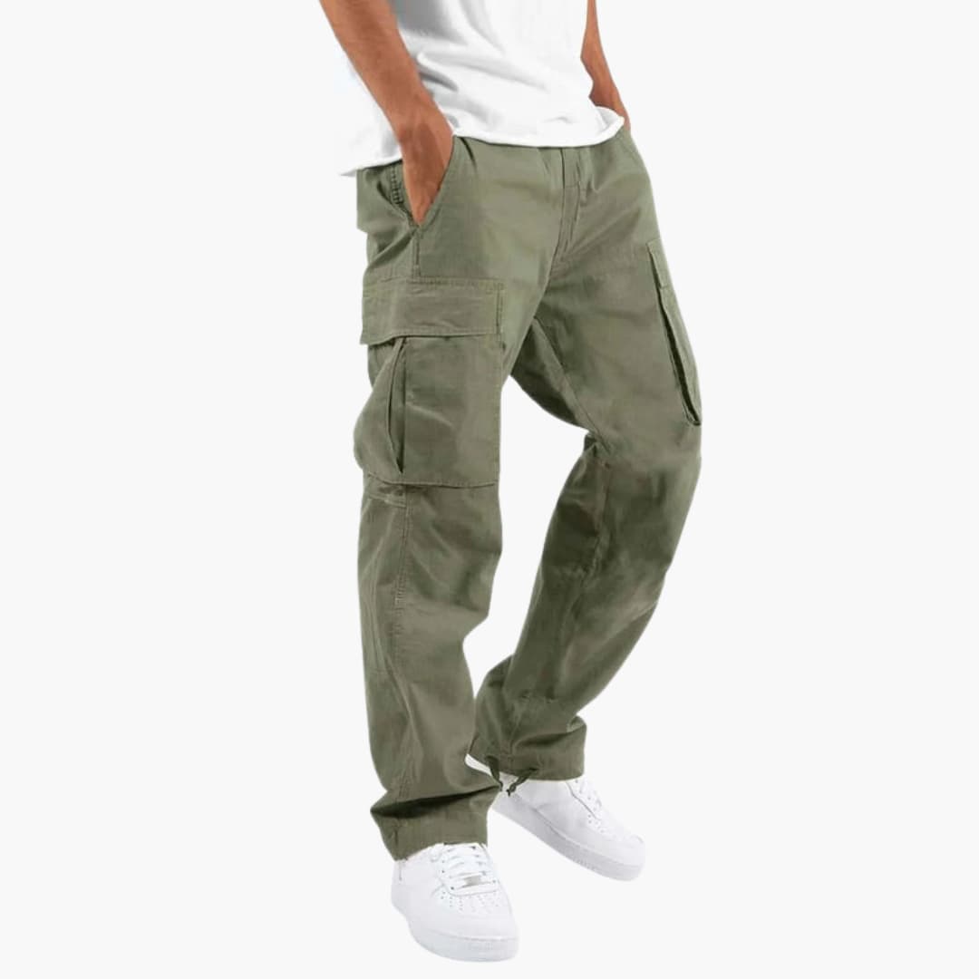 Pantalon cargo pour hommes avec taille élastique et poches à rabat