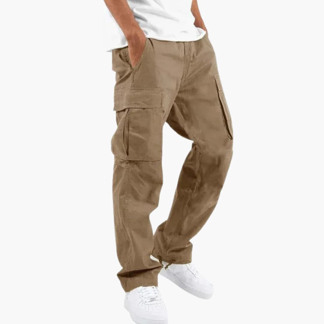 Pantalon cargo pour hommes avec taille élastique et poches à rabat