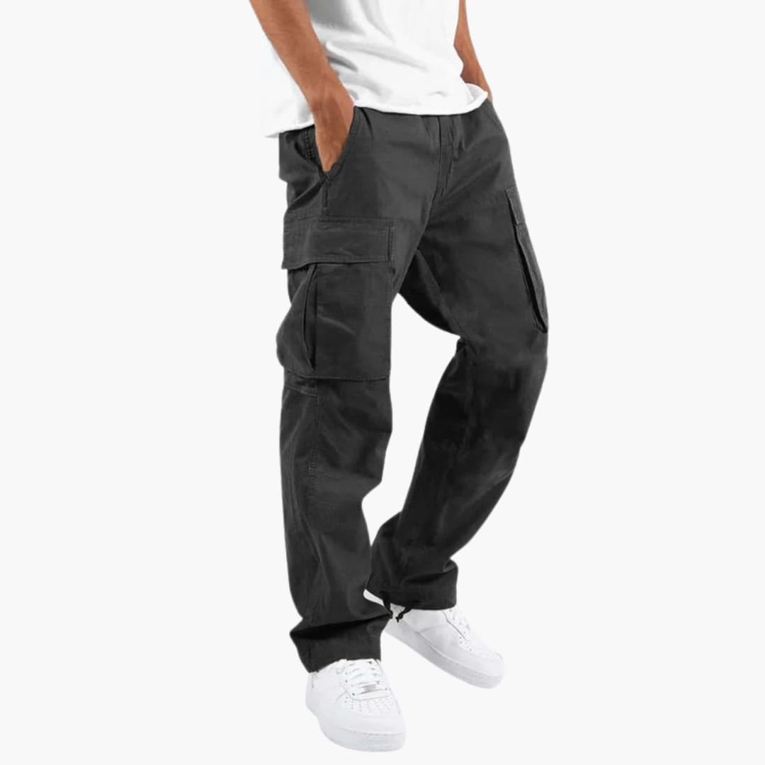 Pantalon cargo pour hommes avec taille élastique et poches à rabat