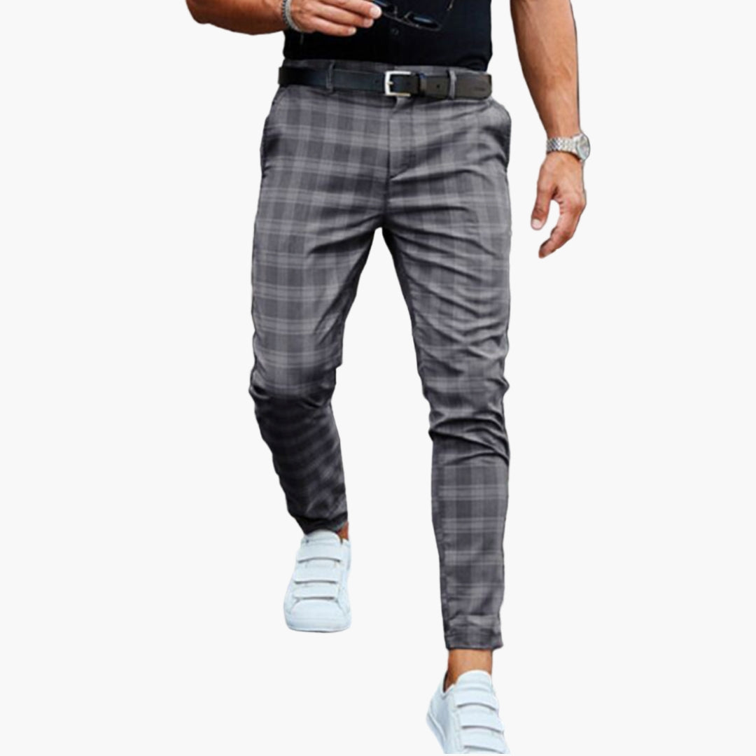 Pantalon chino homme à motif carreaux avec coupe ajustée