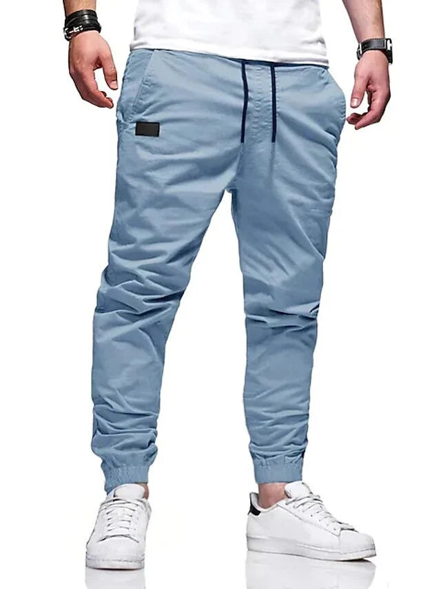 Pantalon décontracté homme à jambes droites avec taille élastique