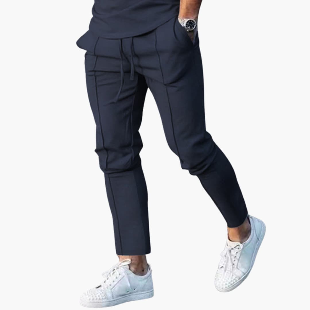 Pantaloni casual da uomo con vita elastica e tasche laterali