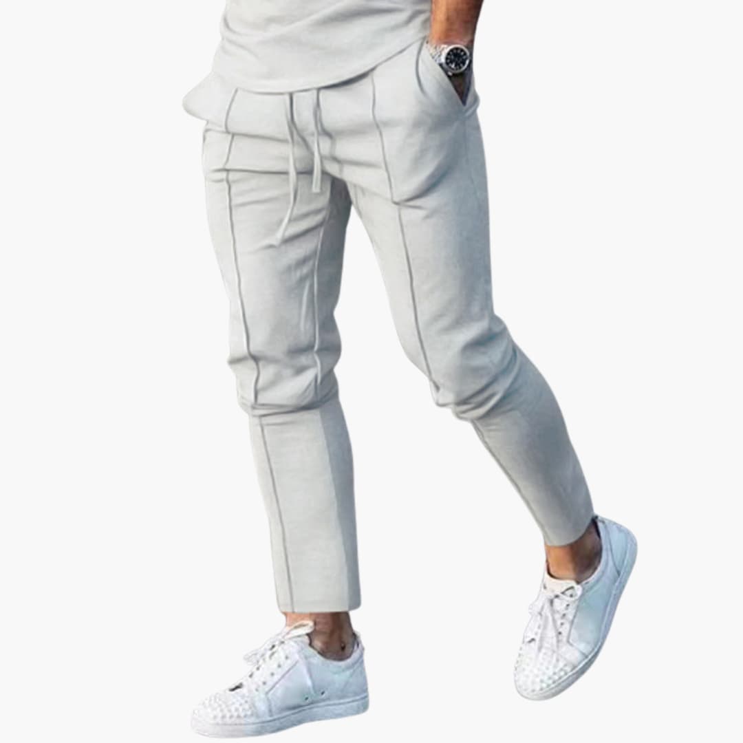 Pantaloni casual da uomo con vita elastica e tasche laterali