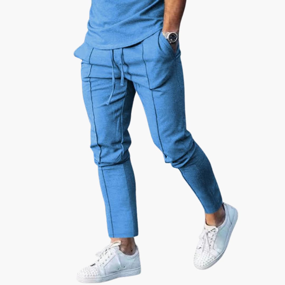 Pantaloni casual da uomo con vita elastica e tasche laterali