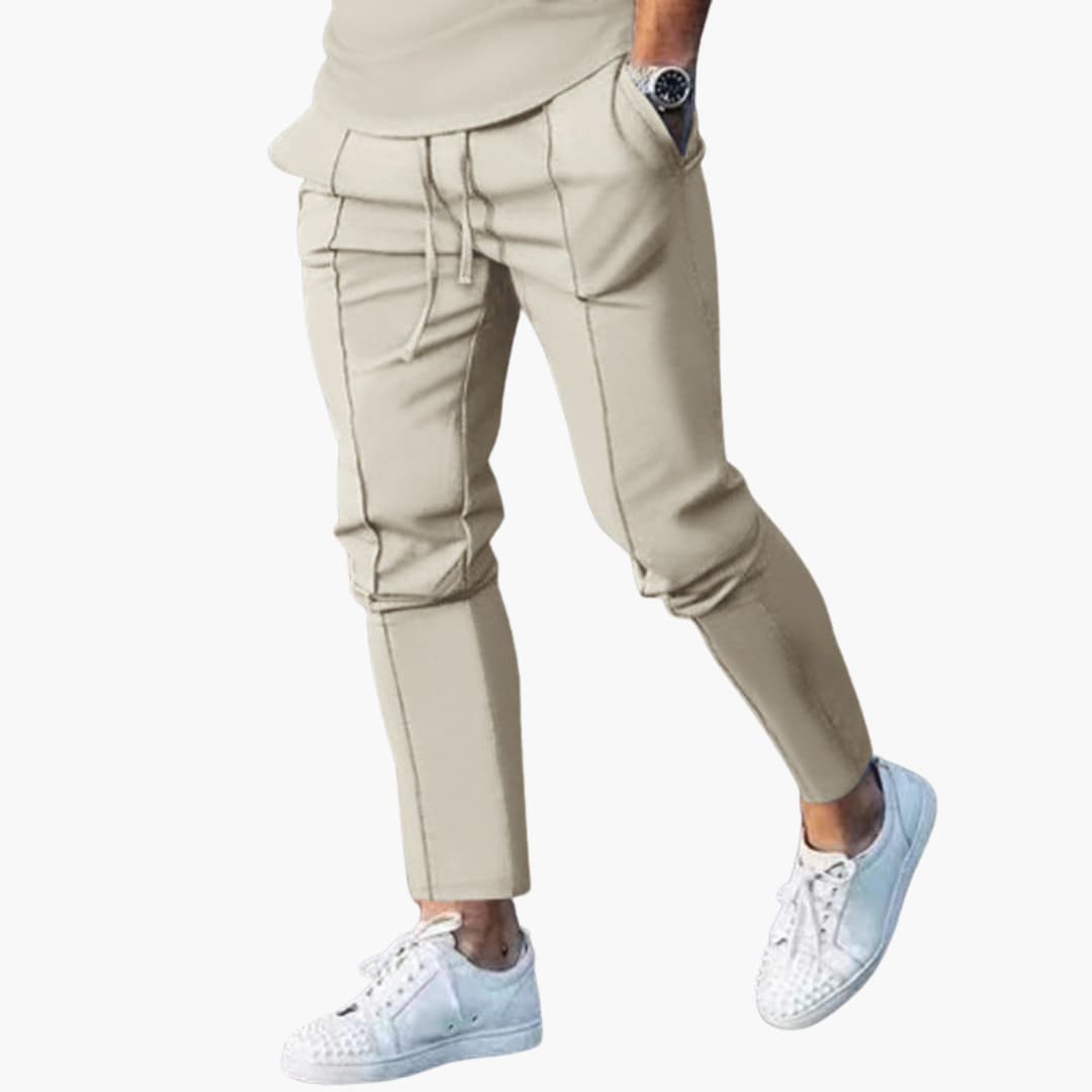 Pantaloni casual da uomo con vita elastica e tasche laterali