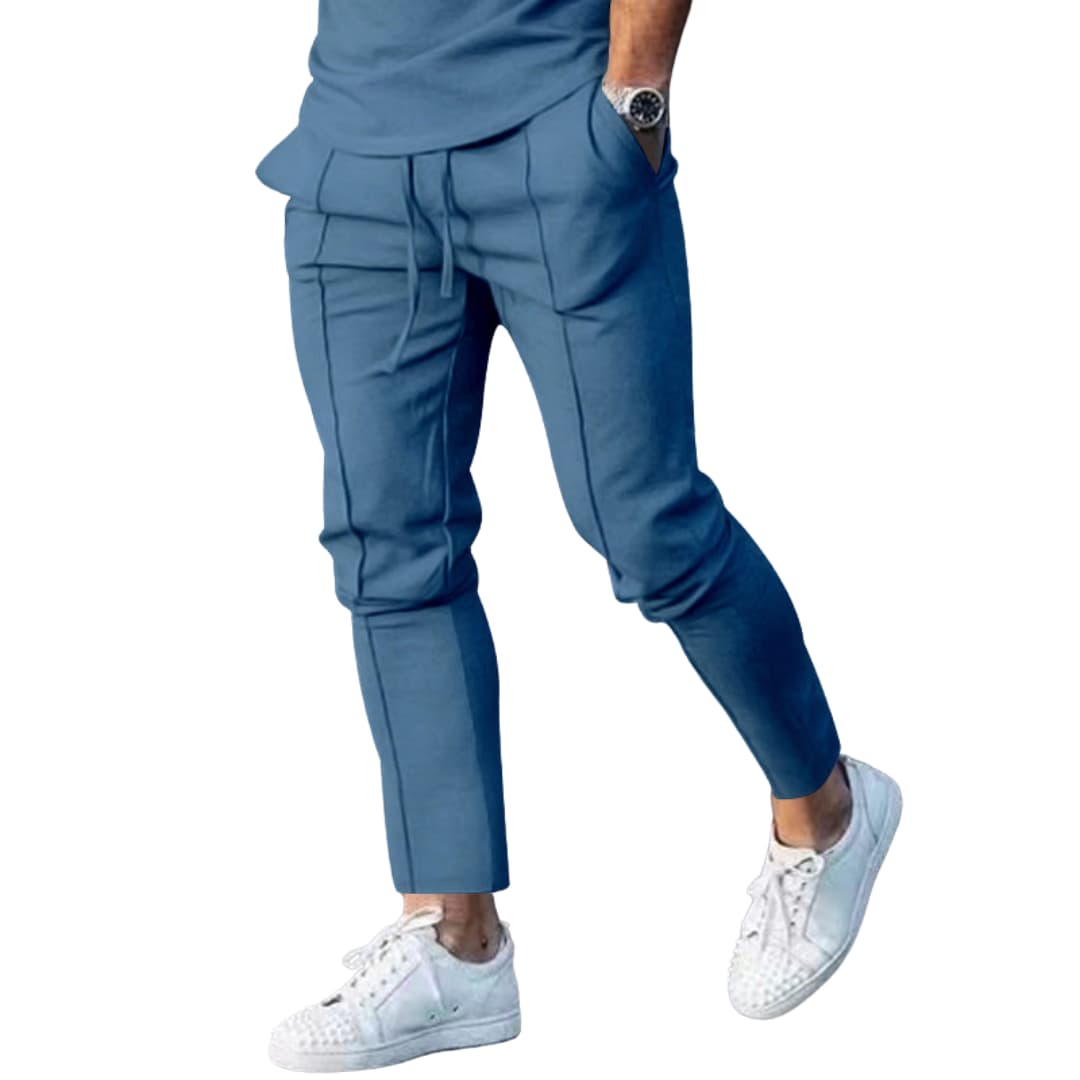 Pantaloni casual da uomo con vita elastica e tasche laterali
