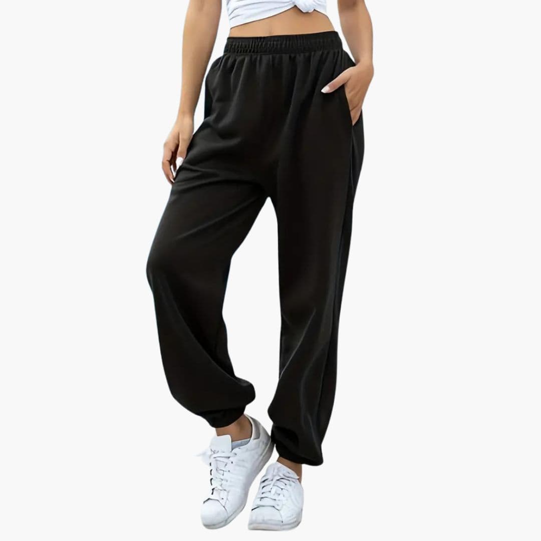 Pantalon de jogging femme taille haute coupe large