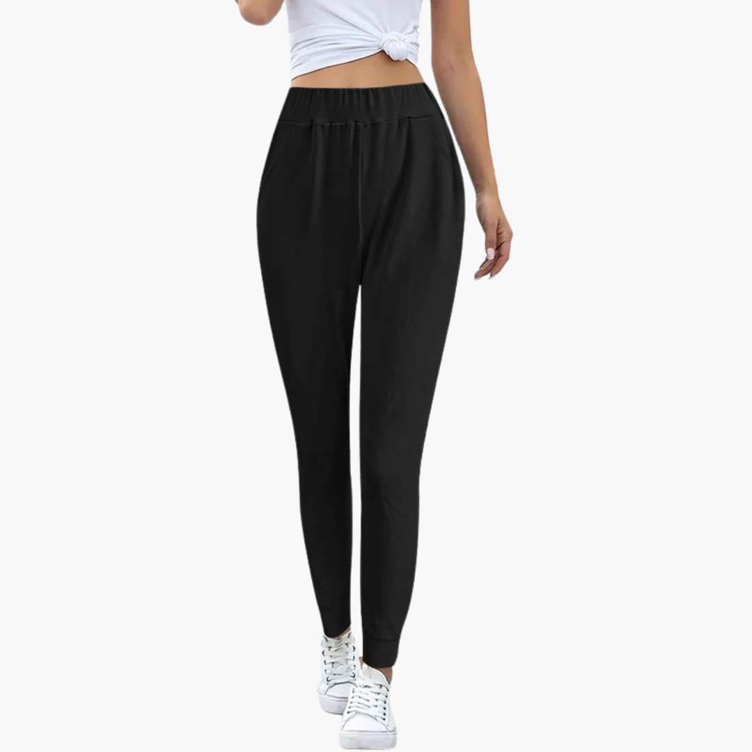 Pantaloni sportivi da donna con vita elasticizzata e tasche laterali