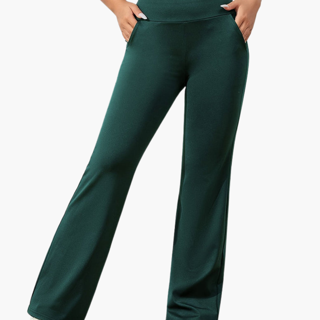 Pantaloni svasati da donna con vita elasticizzata e tasche laterali