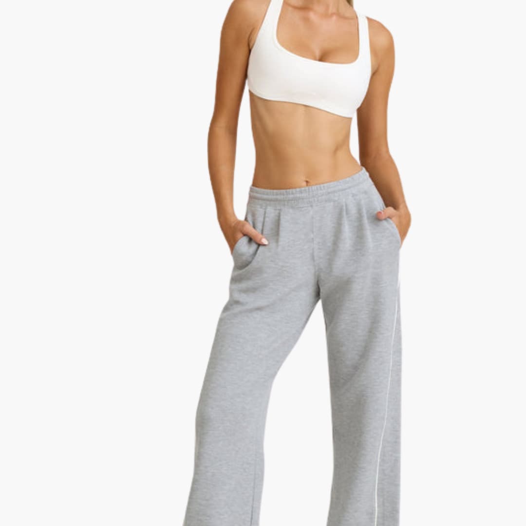 Pantaloni donna a gambe larghe con tasche laterali