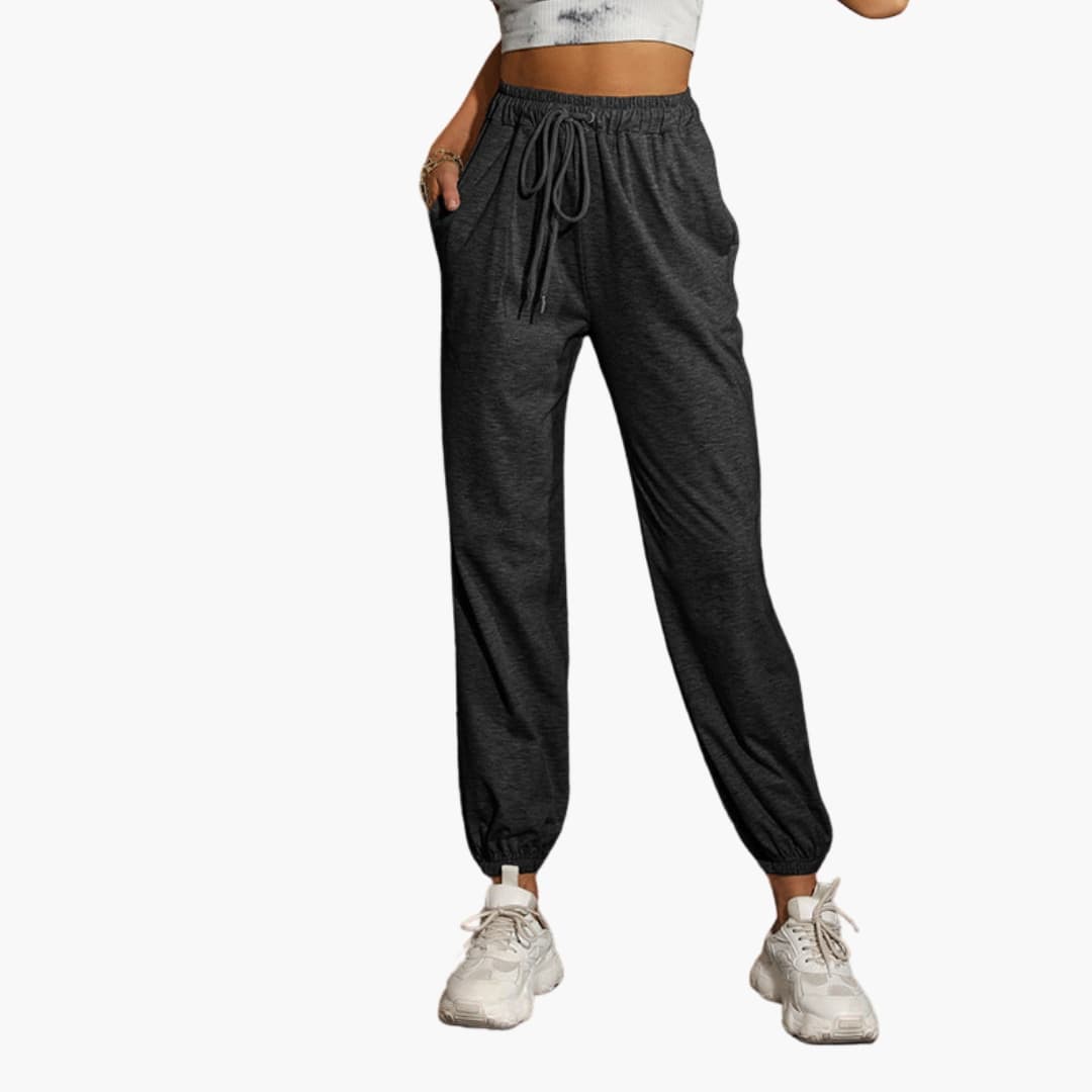 Pantalon femme à taille coulissante et jambes droites