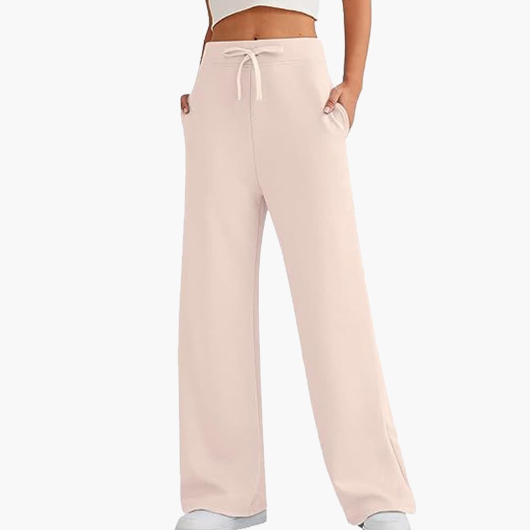 Pantalon femme à taille coulissante et jambes larges