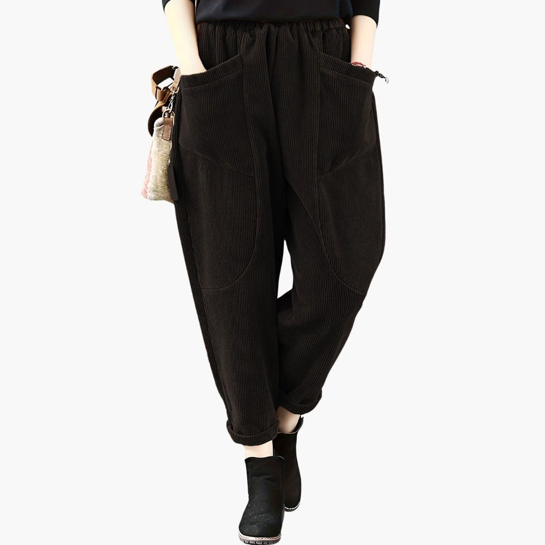 Pantalon femme coupe ample avec grandes poches avant