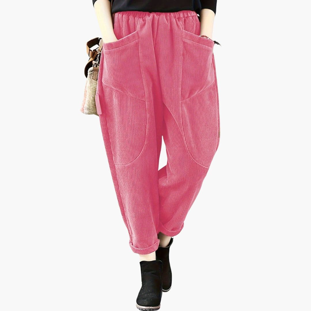 Pantalon femme coupe ample avec grandes poches avant