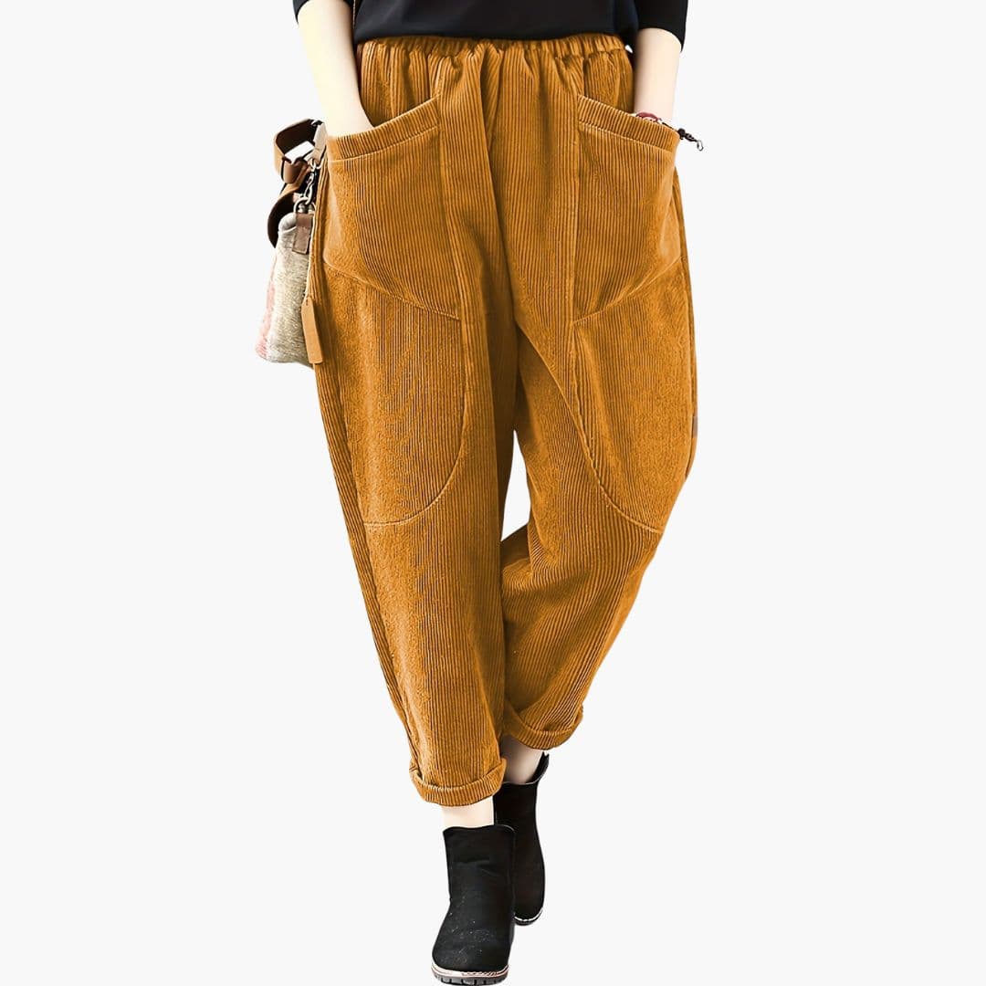 Pantalon femme coupe ample avec grandes poches avant