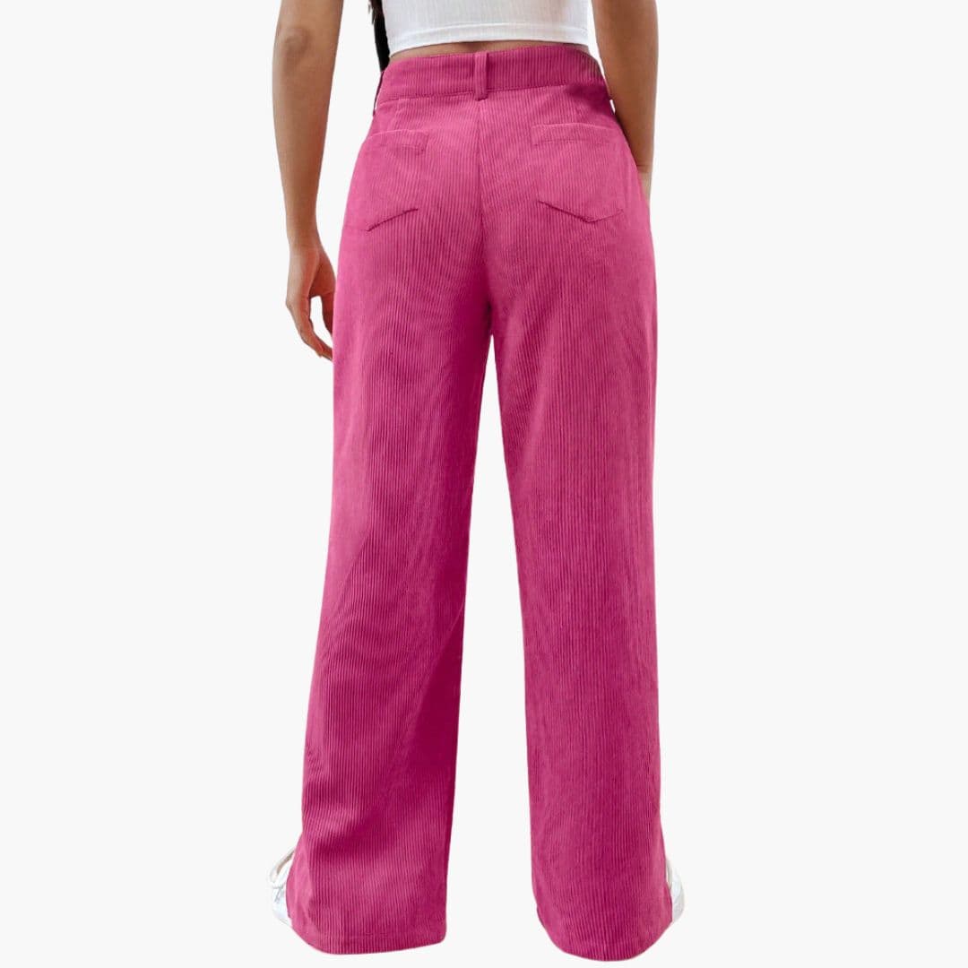 Pantalon femme en velours côtelé jambe large