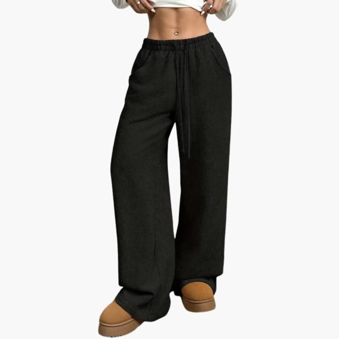 Pantalon en velours côtelé taille haute pour femme coupe décontractée