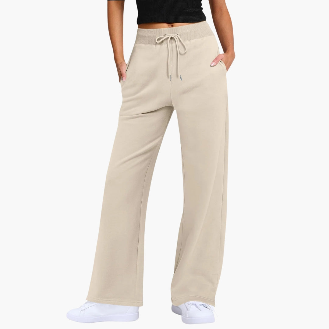 Pantaloni donna gamba larga con tasche laterali