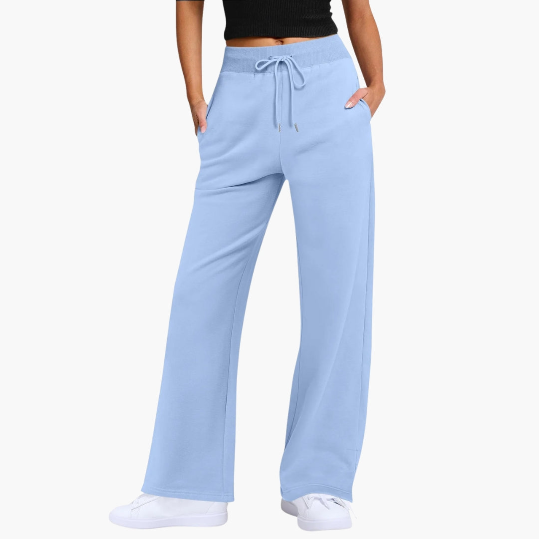 Pantaloni donna gamba larga con tasche laterali