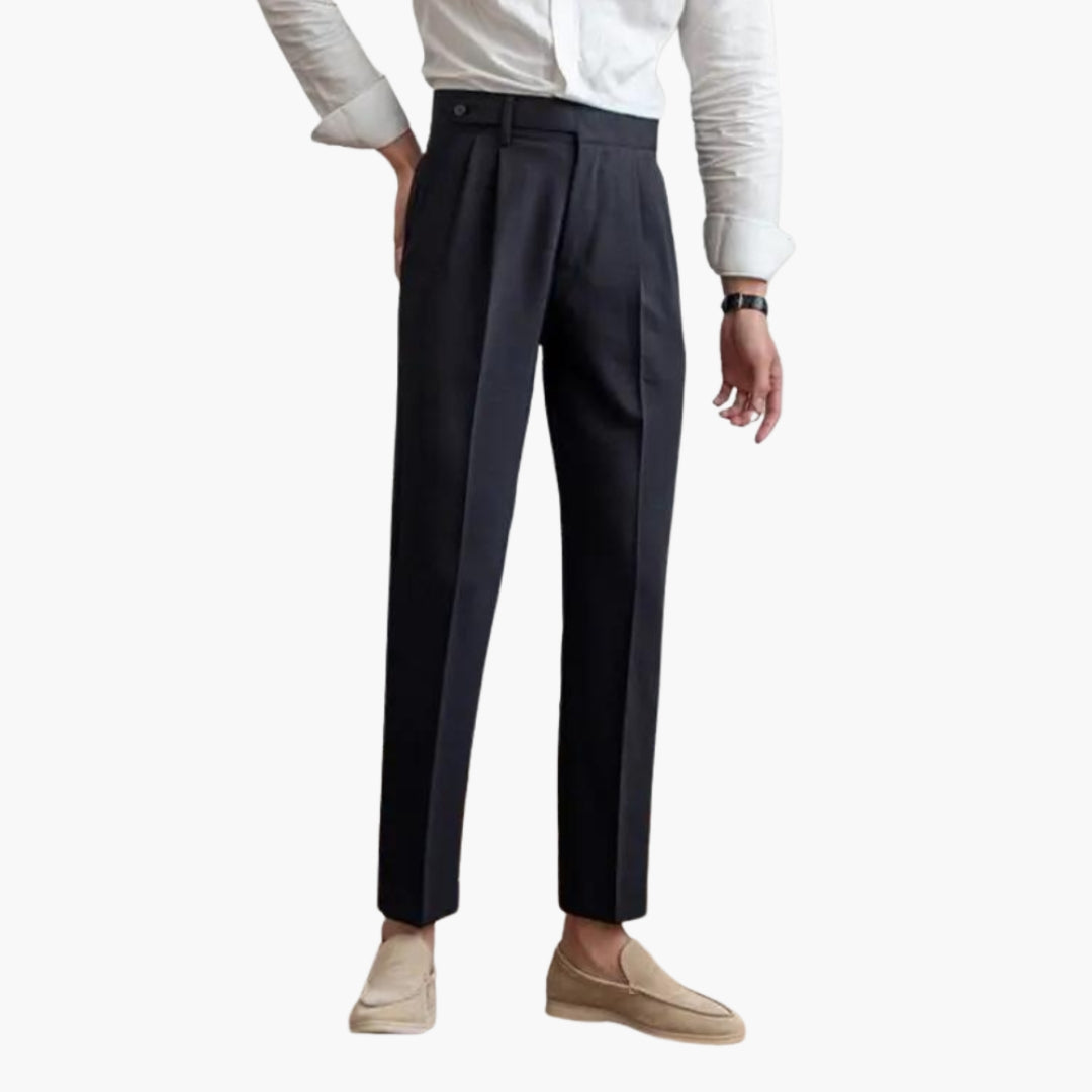 Pantalon homme avec plis devant et taille ajustable