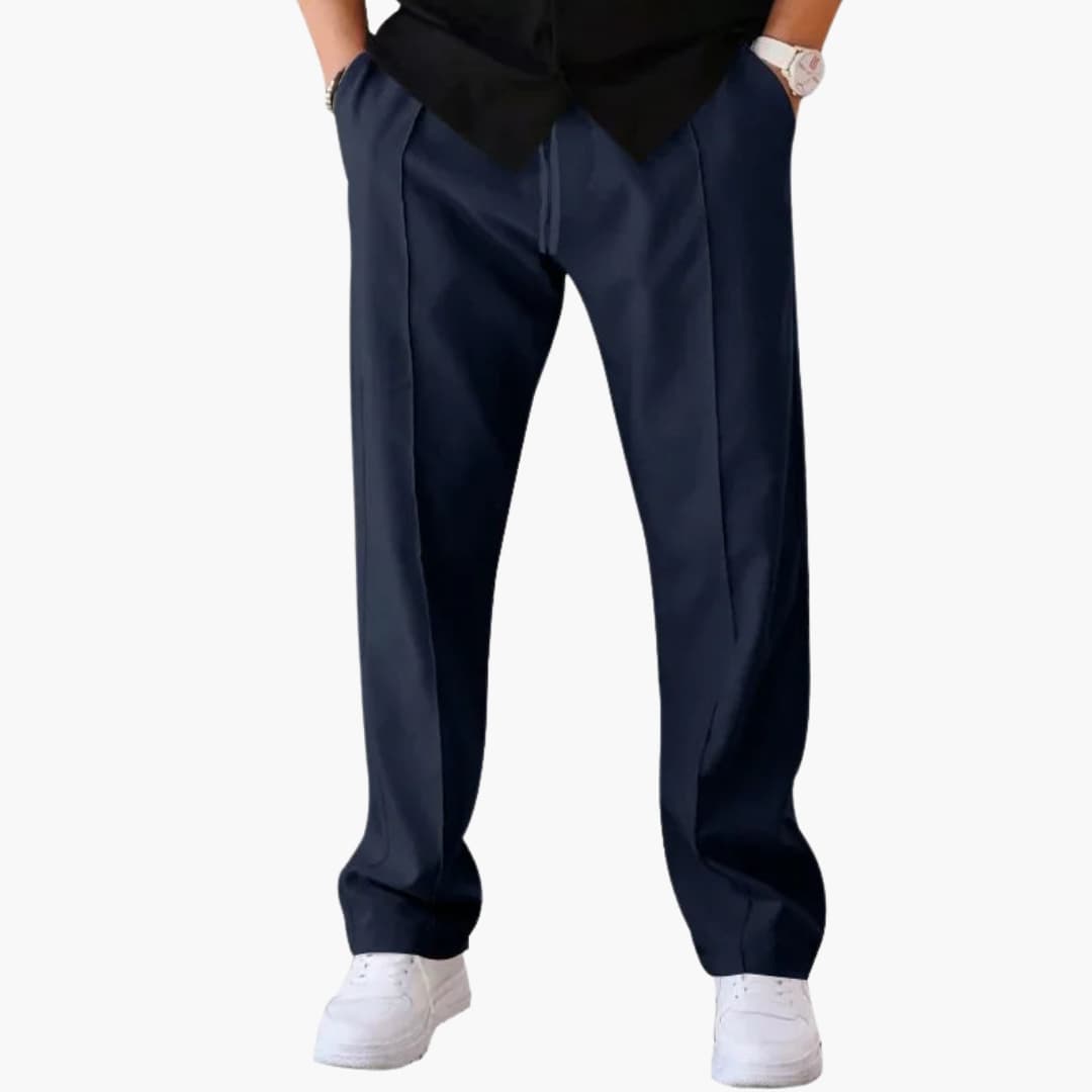 Pantalon homme coupe droite ample avec taille réglable à cordon