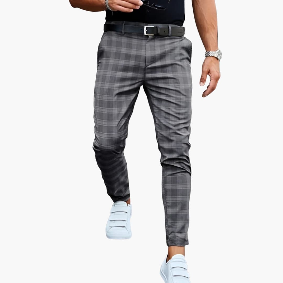 Pantalon homme slim à carreaux avec style tailleur moderne