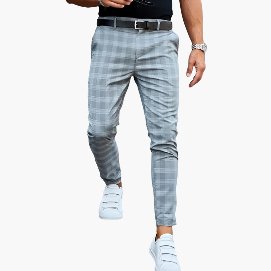 Pantalon homme slim à carreaux avec style tailleur moderne