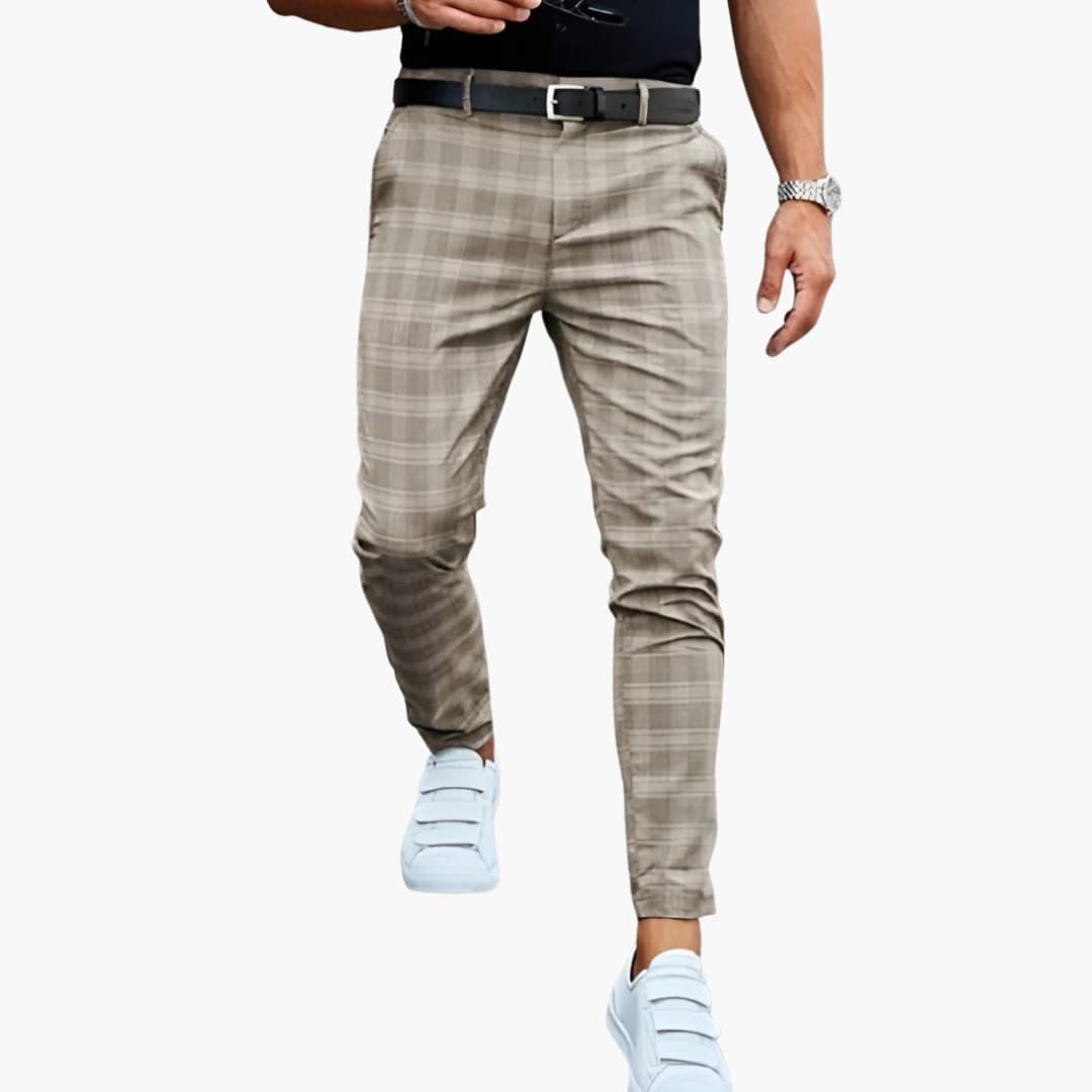Pantalon homme slim à carreaux avec style tailleur moderne