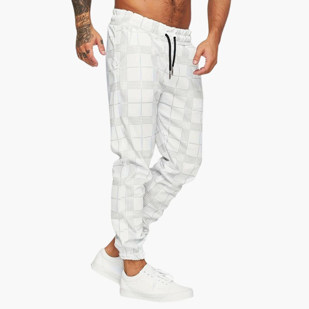 Pantalon jogger homme à carreaux avec poches latérales