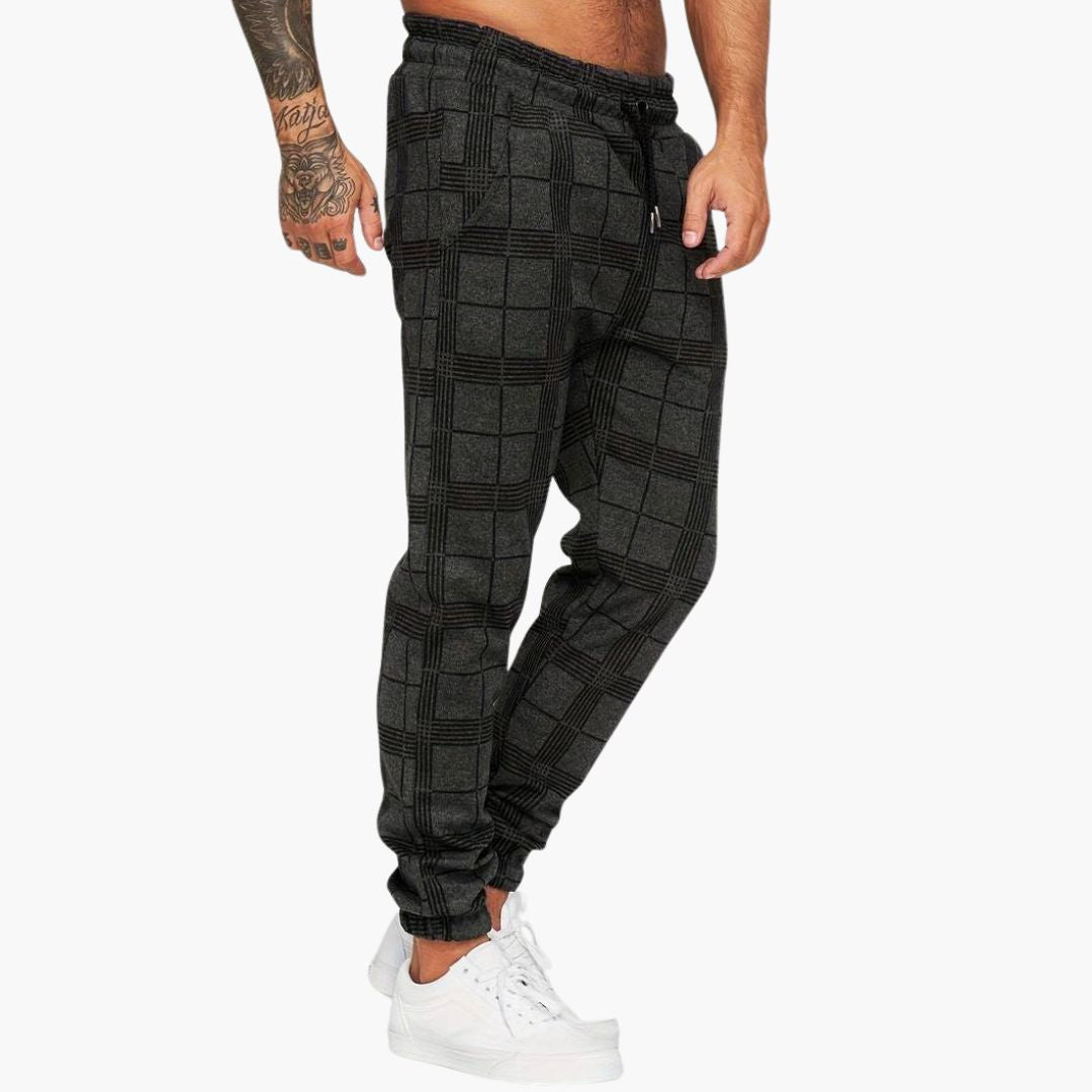 Pantalon jogger homme à carreaux avec poches latérales