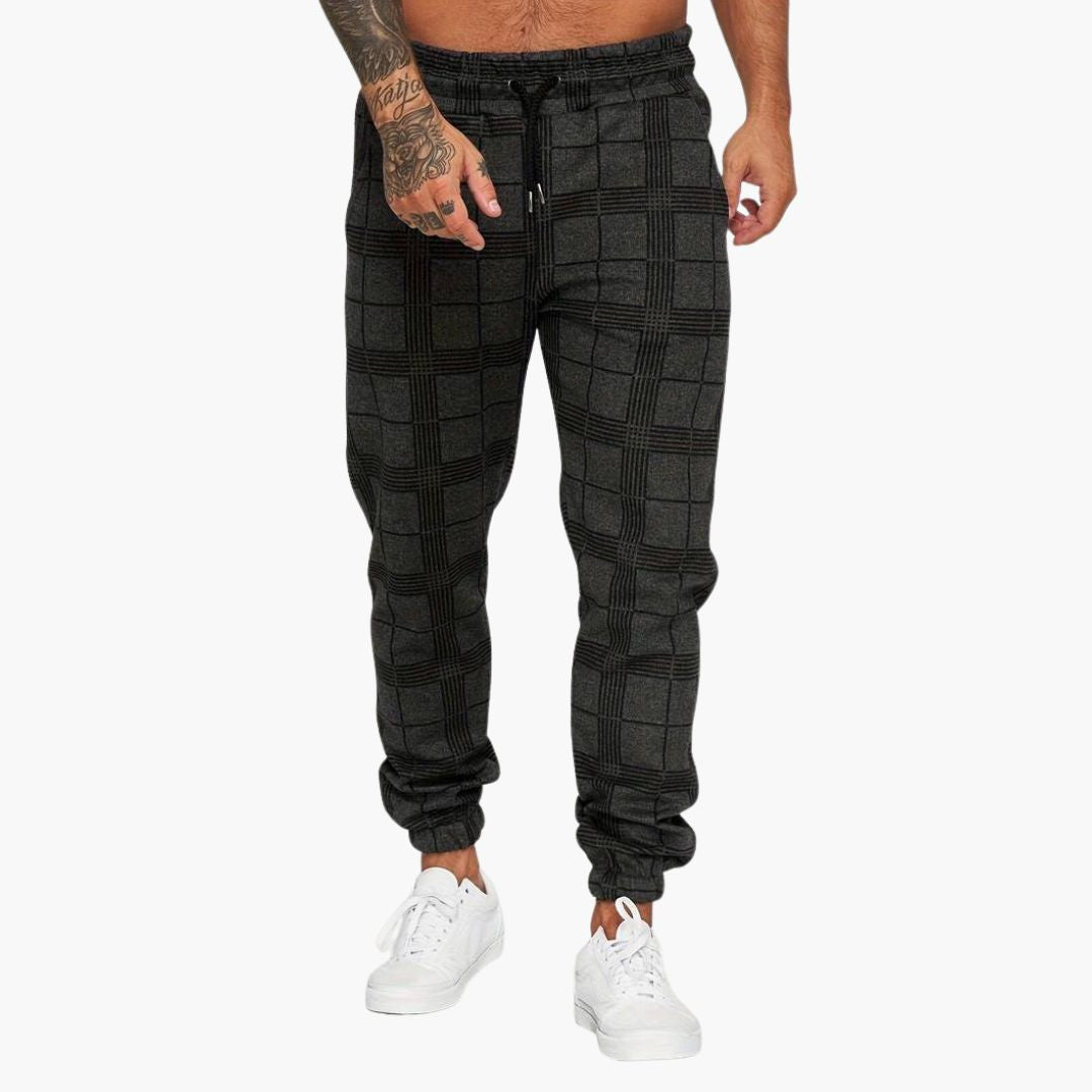 Pantalon jogger homme à carreaux avec poches latérales