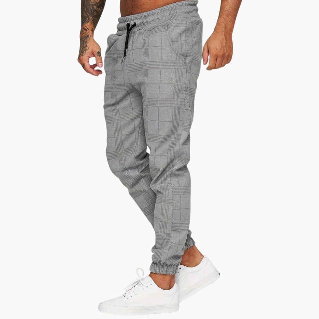 Pantalon jogger homme à carreaux avec poches latérales