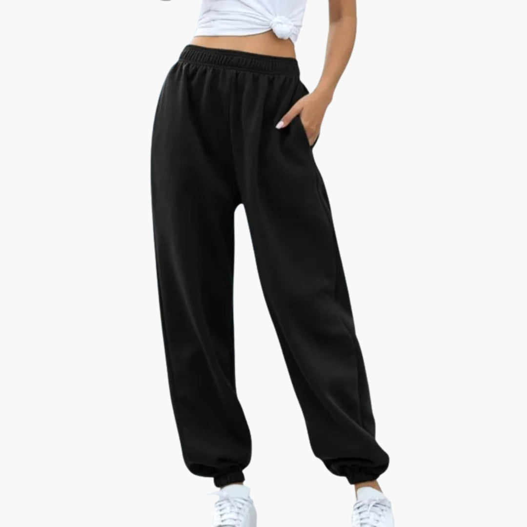 Joggingbroek voor dames met wijde pijpen en elastische taille