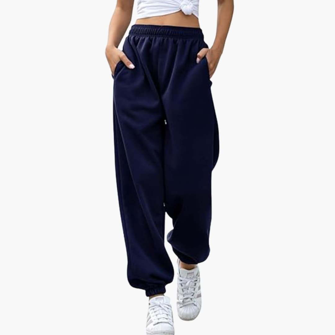 Pantalon jogging femme à jambes larges et taille élastique