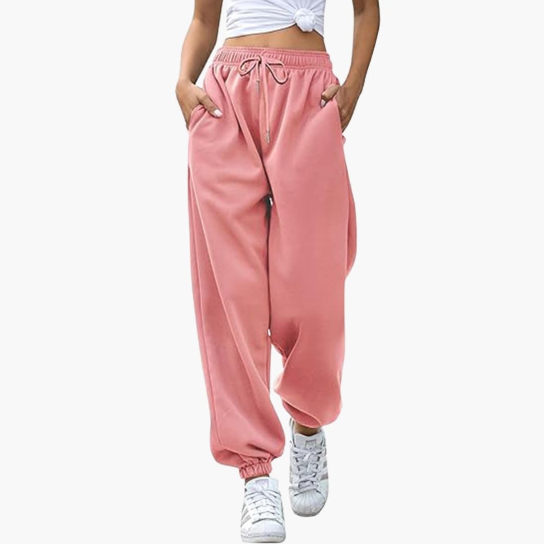 Pantalon jogging femme à jambes larges et taille élastique