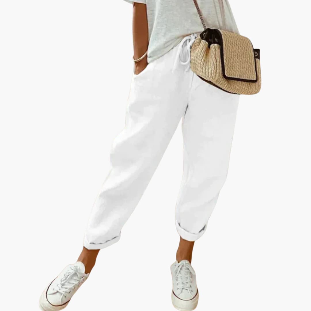 Pantalon pour femme avec taille à cordon et poches latérales