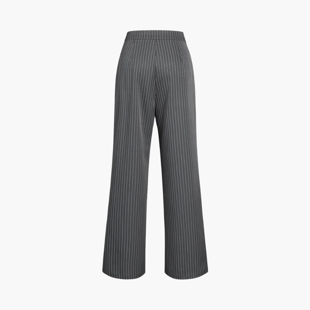 Pantalon rayé pour femme à coupe fluide et devant plissé