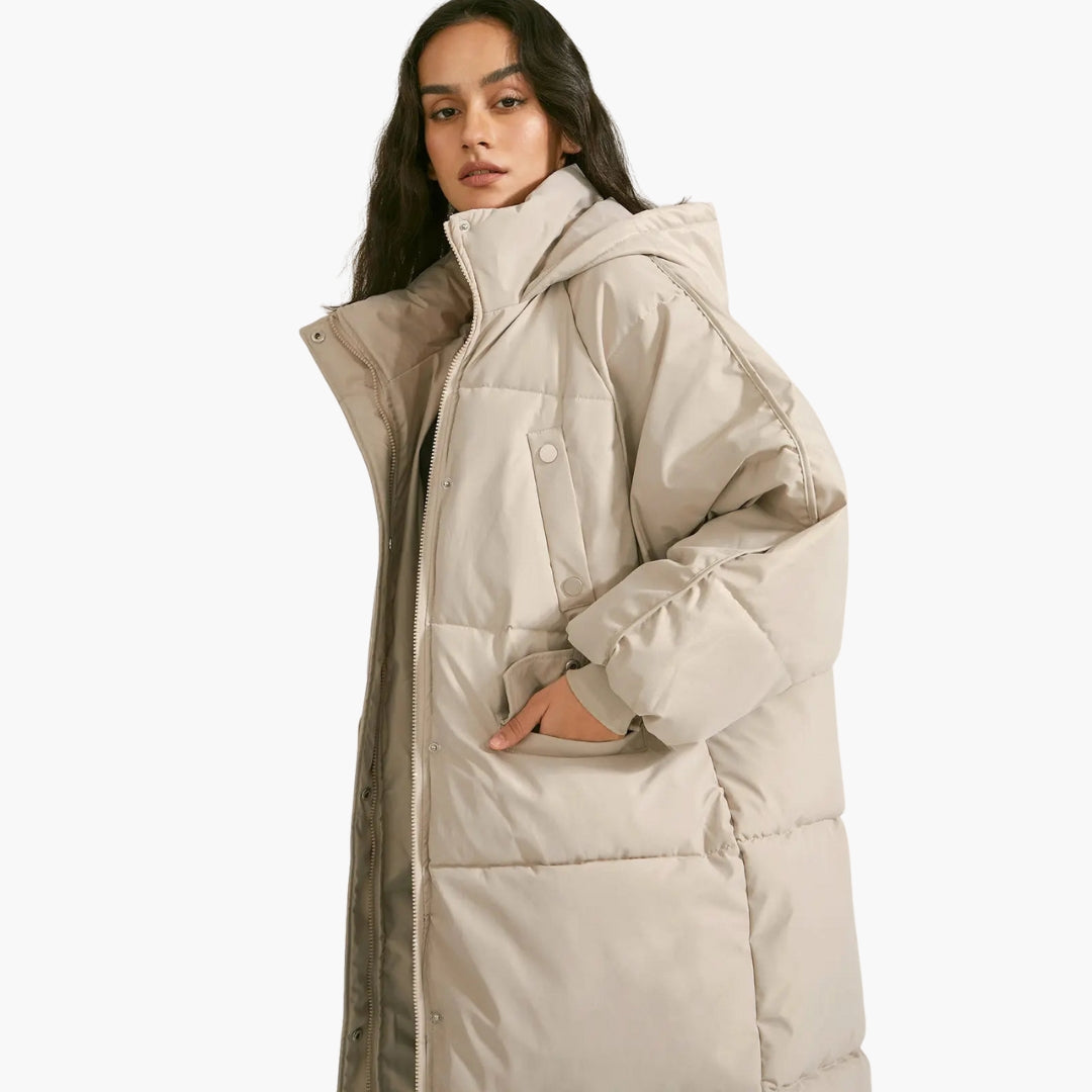 Steppparka Damen mit Kapuze und Reißverschlussverschluss