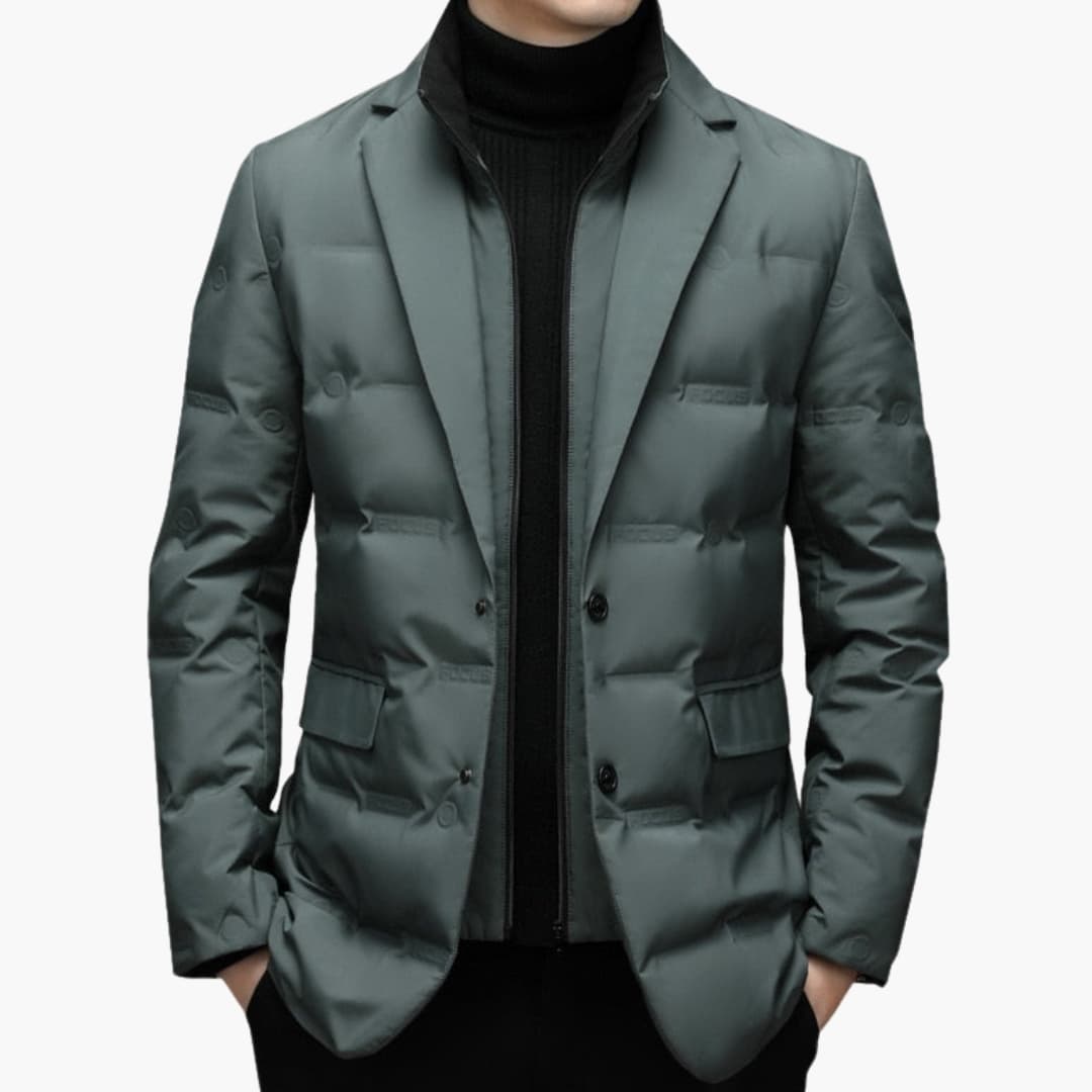 Parka homem com gola invertida e fecho éclair